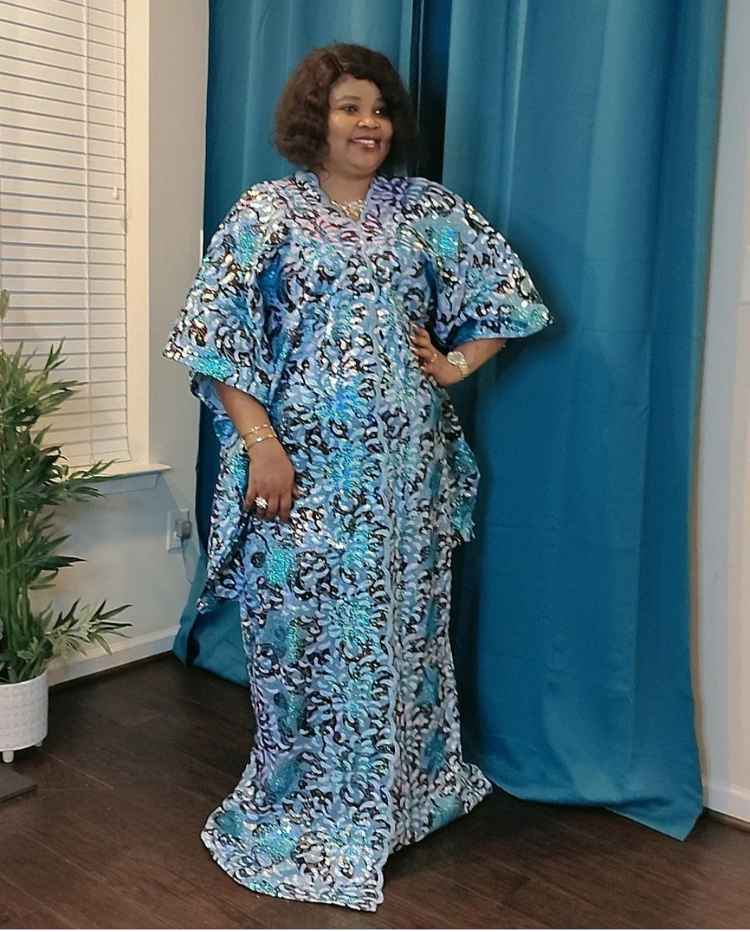 AFRICAN WOMEN SEQUENCE LACE BUBU DRESS